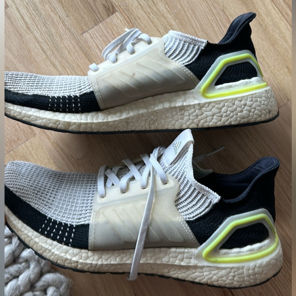 Adidas Ultraboost Running Sneakers with continental tires sole.